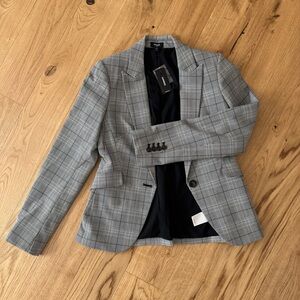 NWT Plaid Fitted One Button Blazer